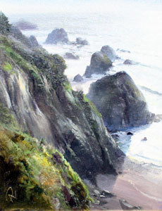 P. A. Nisbet, Cliffs of Elk, Oil on Canvas Panel, 13" x 10" 