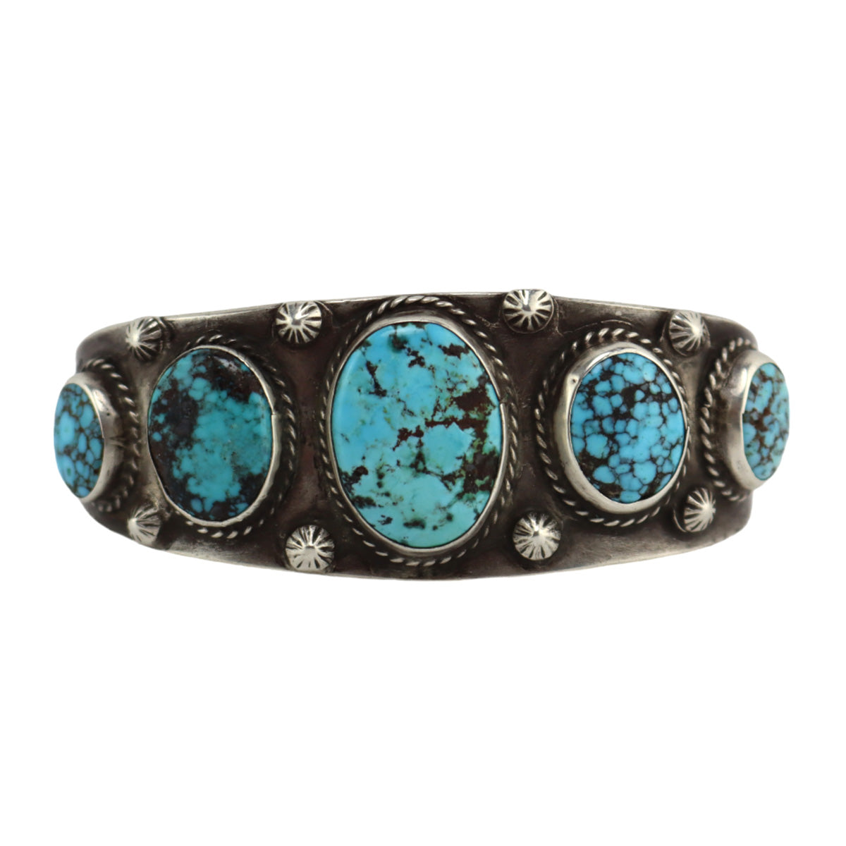 Old Navajo Sterling Silver Turquoise Cuff Bracelet - Yourgreatfinds
