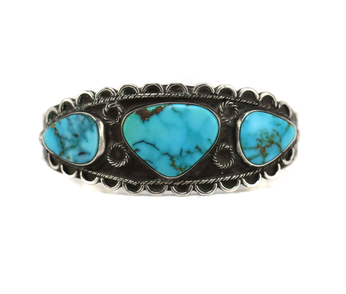 Emma Lincoln - NavajoCuff Bracelet for BabyTurquoise - Smooth inSterli | Native  Silver & Stone LLC