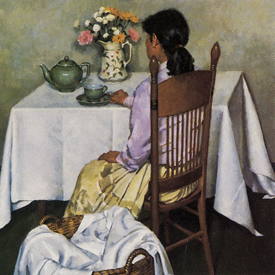 Gregory Hull, A Pause in the Day, 1984, oil, 40 x 40, Private Collection