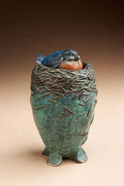 Star Liana York, Bluebird Vessel, Bronze, 7" x 4" x 4"