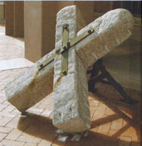 Fred Borcherdt, Terminal Marker, stone and forged steel, 42