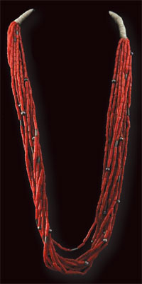 Navajo Nine Strand Coral Necklace, c. 1940