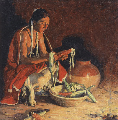 E. I. Couse (1866-1936) Indian Fireside, oil on canvas, 24" x 30"  Courtesy the Toas Art Museum and Fechin House, Taos, NM