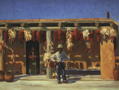Dennis Ziemienski, Chiles and Corn, oil on canvas, 36" x 48"