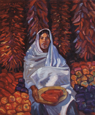 Dennis Ziemienski, Peppers, oil on canvas, 24" x 20"