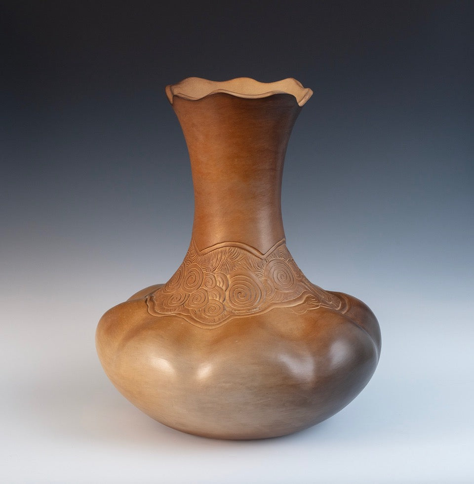 Gourd Jar, by Jane Osti, Cherokee, ceramic. Mary Ann and Ken Fergeson.