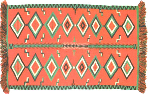 Navajo Germantown Eyedazzler Banket, ca. 1890, 77-1/2" x 54-1/2"