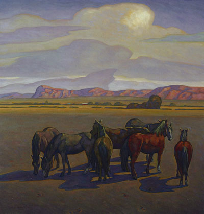 Howard Post, Seven Mares, Oil on Canvas, 36