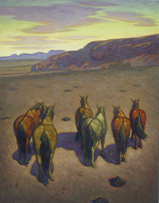 Howard Post, Six from the Remudas, Oil on Canvas, 60