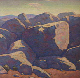 Howard Post, Boulders Out West, oil, 24