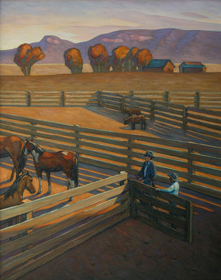 Howard Post, Leaving the Barn, Oil on Canvas, 44