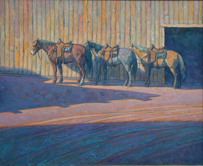 Howard Post, Between Barns, Oil on Canvas, 36