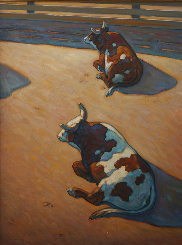 Howard Post, Sitting Bulls, Oil on Canvas, 40