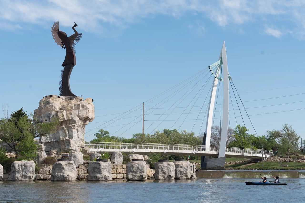 Keeper of the Plains sculpture along the riverfront in Wichita. Photo Credit Visit Wichita.