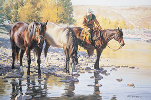 Terri Kelly Moyers, Cool Clear Water, oil, 40” by 60”