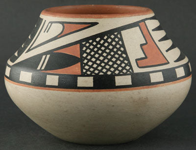 Maria and Popovi Polychrome Pot, c. 1960, 5" x 7.25"