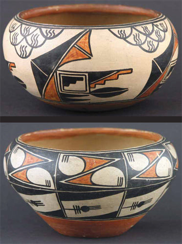 Pair of Maria Martinez Polychrome Pots, circa 1915-20, 3.5" x 6"