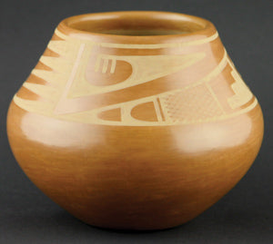 Maria and Popovi Sienna Geometric Jar, February 1963, 5" x 6"