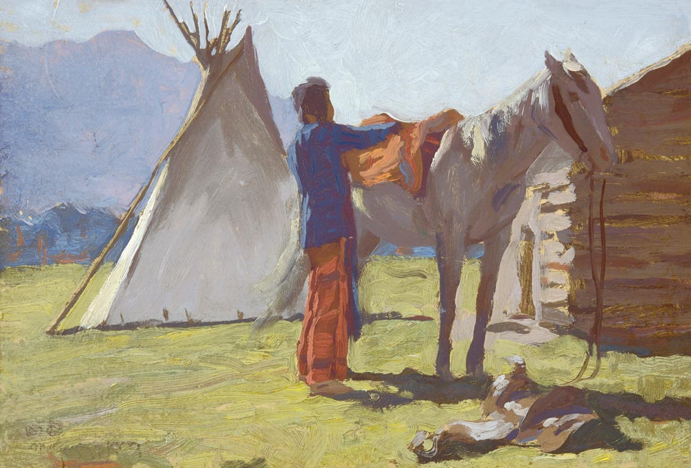 Maynard Dixon, Flathead Indian and Pony, 1909 BYU Museum of Art