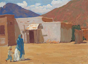 Maynard Dixon (1875-1946) In Old Tucson, 1907, oil on canvas board, 9" x 12" Collection of Drs. Mark and Kathleen Sublette