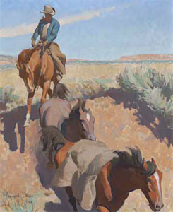 Maynard Dixon (1875-1946) Cut Bank, Tucson, 1942, Oil on Board, 20" x 16" Collection of Ray and Kay Harvey