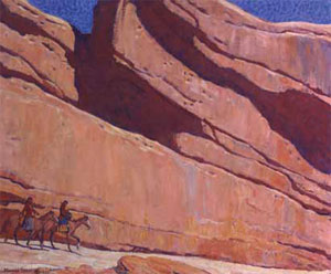 Maynard Dixon (1875-1946) Ledge of Sunland, 1922, Oil on Canvas, 25" x 30" Courtesy Brigham Young University Museum of Art, purchased with funds provided by Clark Memorial