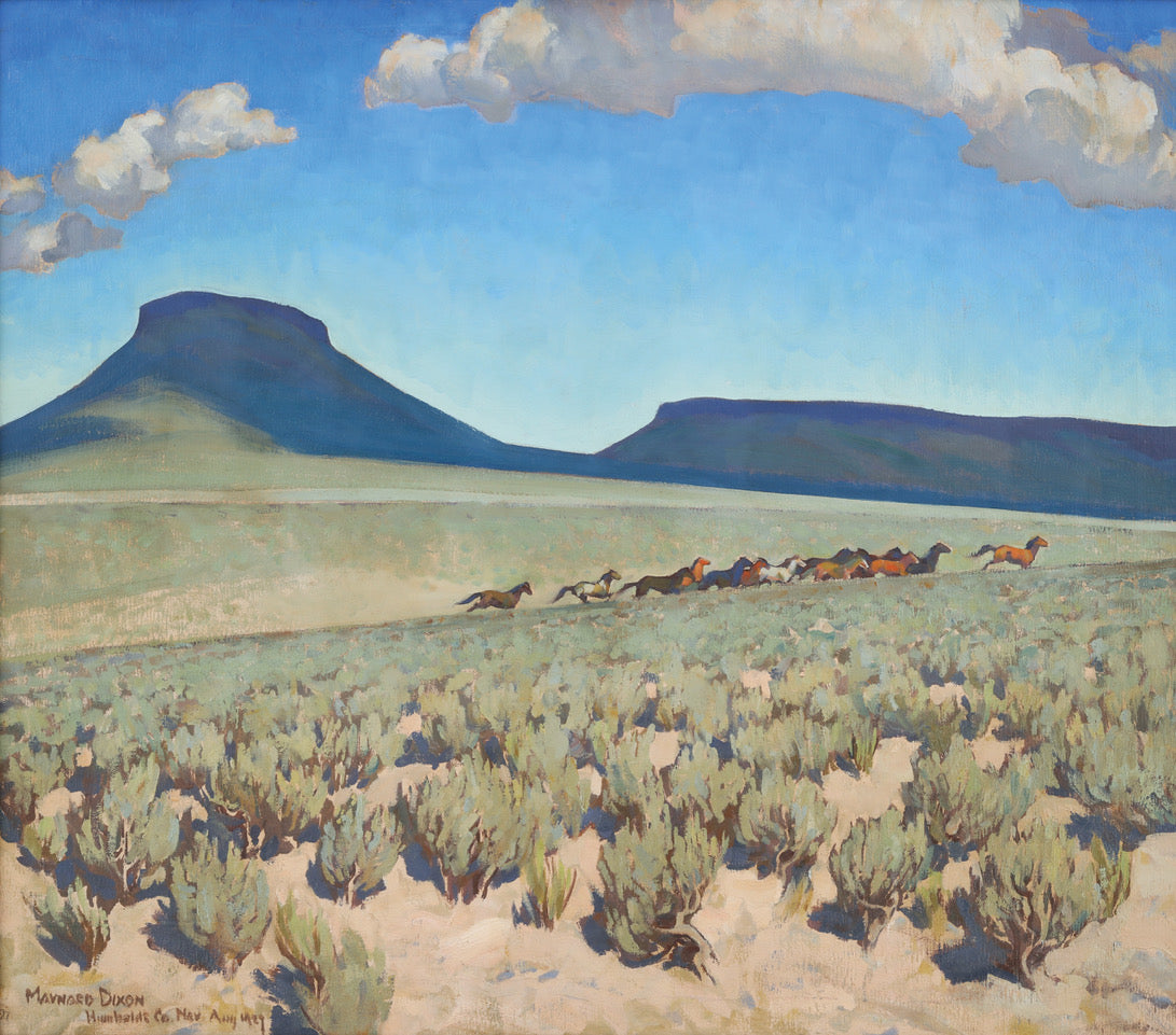 Maynard Dixon, ‘Wild Horse Country Wild Horse Country-Humboldt County, NV-,’ 1927. Collection of the Society of California Pioneers.