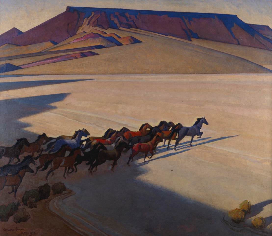 Maynard Dixon, ‘Wild Horses of Nevada,’ 1927. Oil on canvas, 44 x 50 inches. Collection of the   William A. Karges Family Trust.