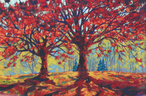 Dominik Modlinski - Leaves of Autumn, oil on board 20" x 30"