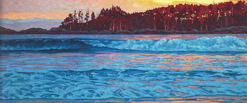 Dominik Modlinski - Western Surf, oil on canvas 32" x 72"
