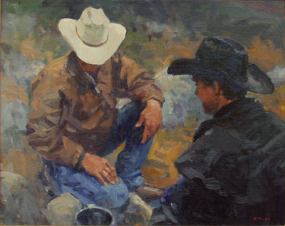 Gregory Hull, Morning Coffee, Oil on Canvas Board, 16" x 20" 
