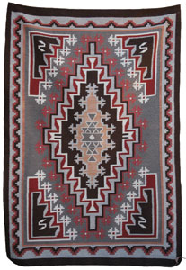 Navajo Burntwater textile, c. 1980, 56" x 39"