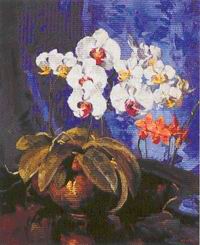 Gregory Hull, Orchid Still Life, Oil 24 x 20 