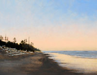 Jeff Aeling, Sunset, Washington Coast, Oil on Panel, 8