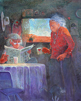Shonto Begay, Grandmother's Love Cup, Acrylic on Canvas, 42