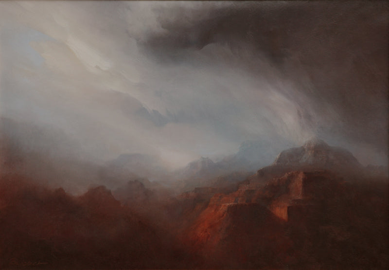 P.A. Nisbet, Snow Squall at Vishnu Temple, oil on canvas, 18" x 26"