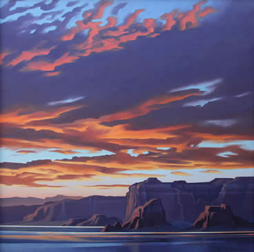 Ed Mell, Powell's Sunset, oil on canvas, 48" x 48"