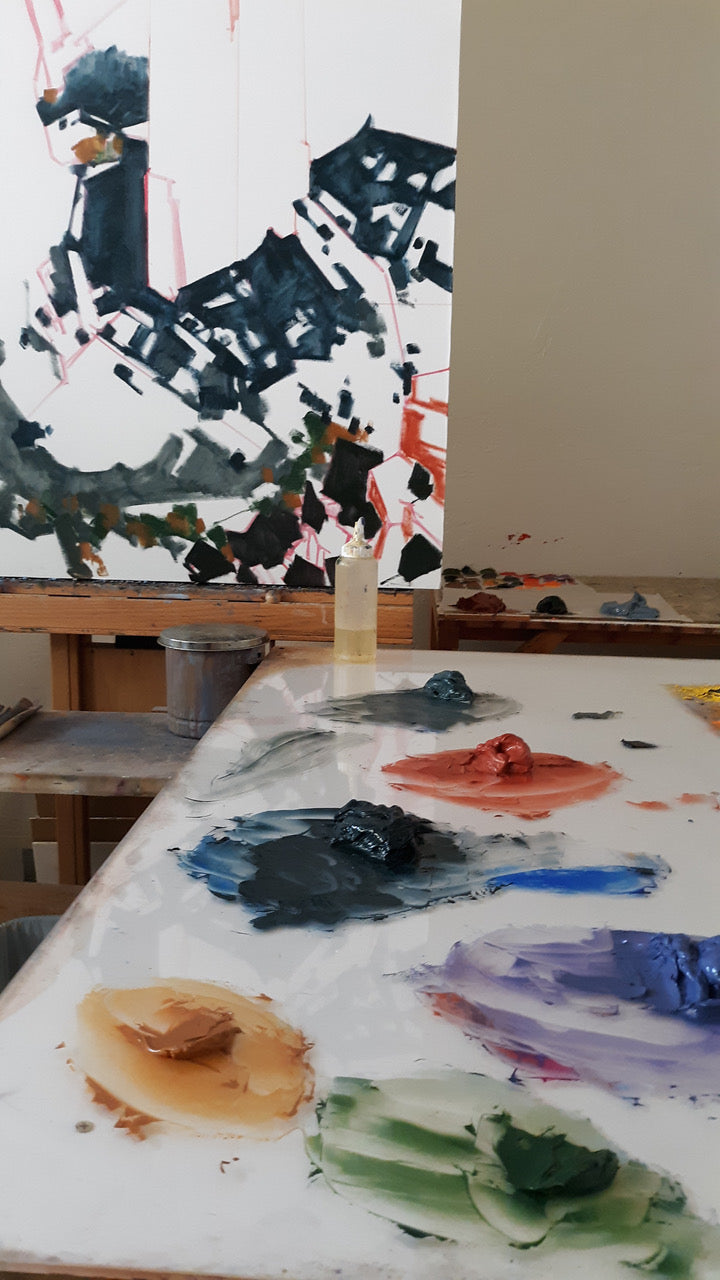 Paint Mixtures in Stephen Datz's Studio