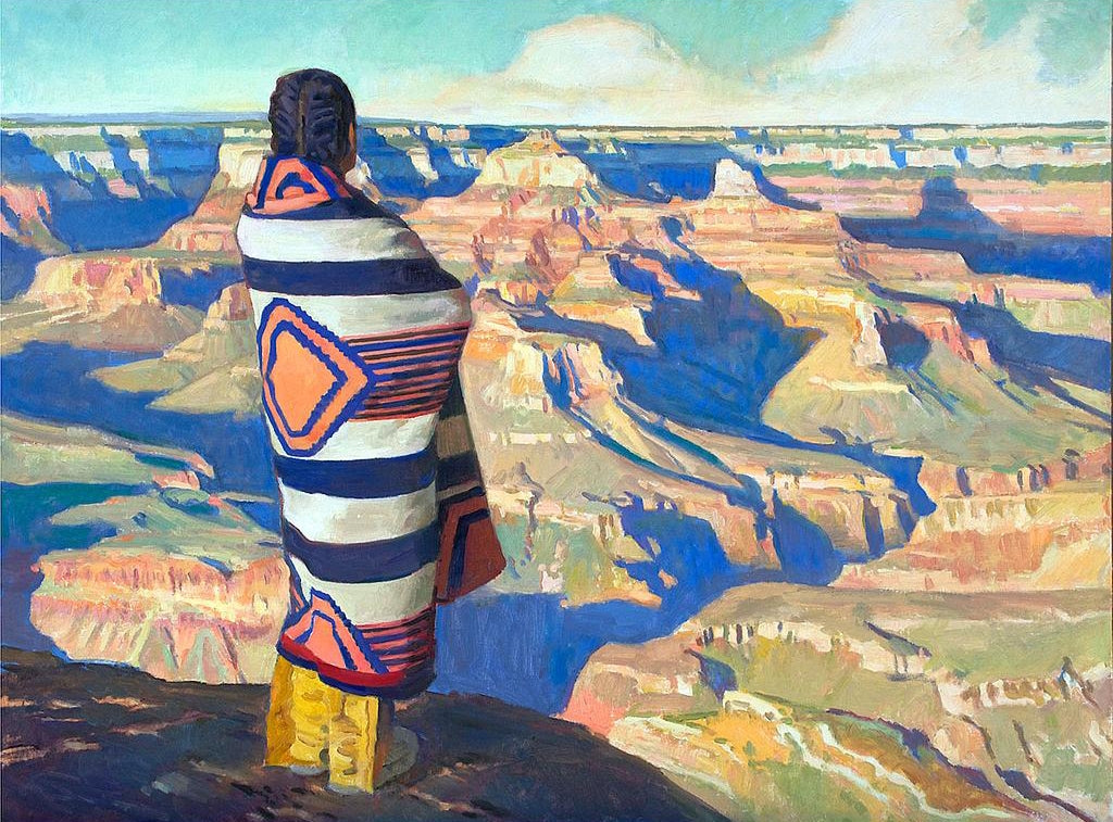 Ray Roberts - Rim Watcher, oil on mounted linen, 30 by 40 inches