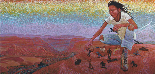 Shonto Begay, Composing My World, acrylic on canvas, 24