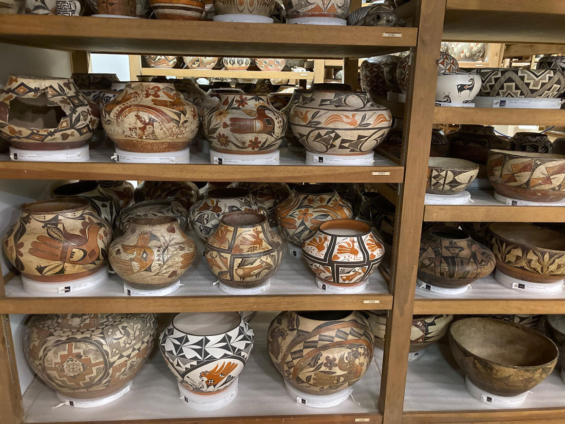 School for Advanced Research pottery vault shelves photo by Chadd Scott