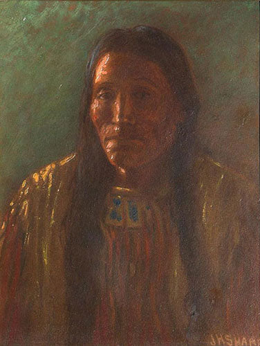 Joseph H. Sharp (1859-1953), Indian Portrait, ca. 1910, oil on board, 9" x 7"