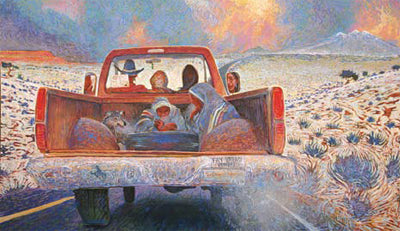 Shonto Begay, Our Promised Road, Acrylic on Canvas, 43.5