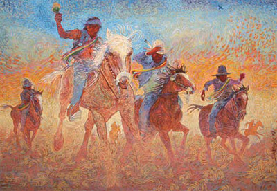 Shonto Begay, The Healing Ride, Acrylic on Canvas, 53
