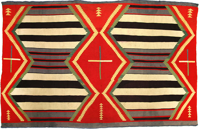 Navajo Third Phase Germantown chief's blanket, ca. 1890, 48" x 73-1/2"