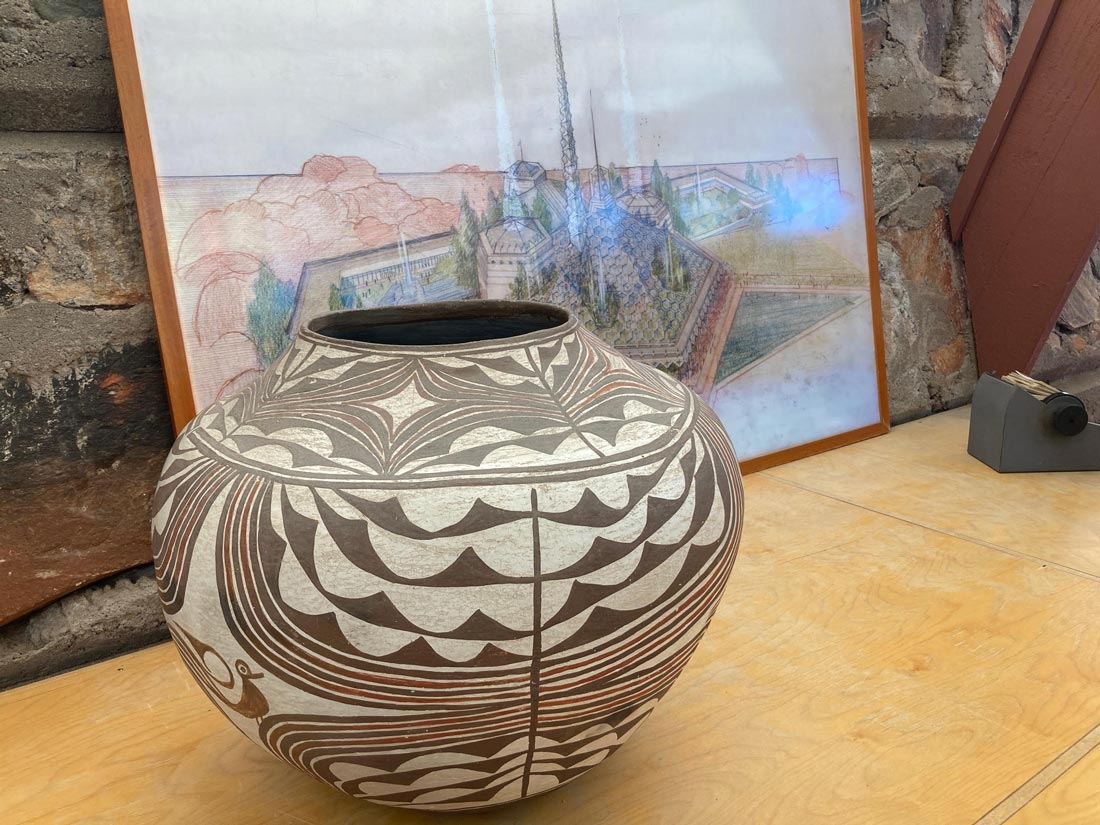 "Southwestern pottery on display at Taliesin West in Scottsdale, AZ