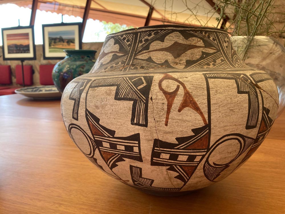 "Southwestern pottery on display at Taliesin West in Scottsdale, AZ