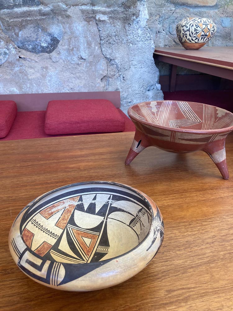 "Southwestern pottery on display at Taliesin West in Scottsdale, AZ