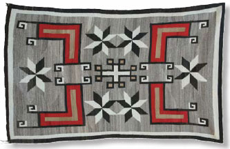 Navajo Crystal Rug with Valero Stars, c. 1915, 79" x 50"